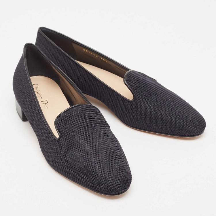 Pre Owned Dior Black Technical Fabric Slip On Loafers Size 39.5