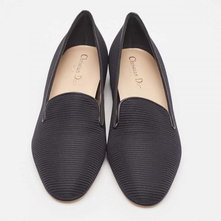 Pre Owned Dior Black Technical Fabric Slip On Loafers Size 39.5