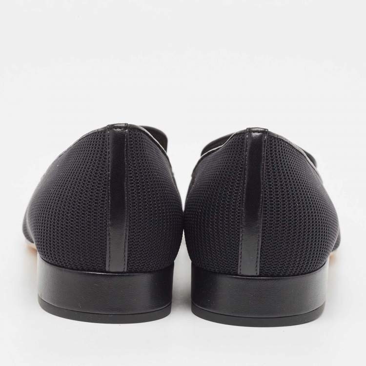 Pre Owned Dior Black Technical Fabric Slip On Loafers Size 39.5