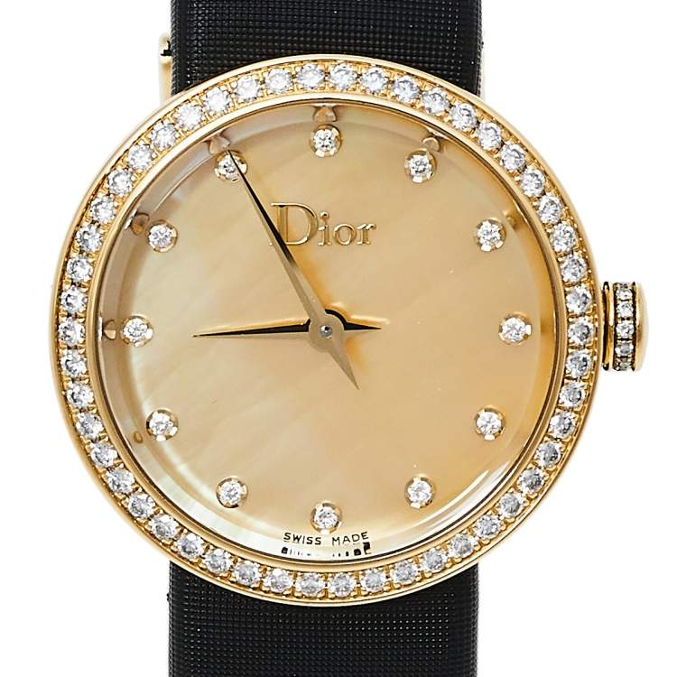Pre Owned Dior Mother of Pearl 18K Yellow Gold Diamonds La D De Dior CD047150A001 Women's Wristwatch 25 mm