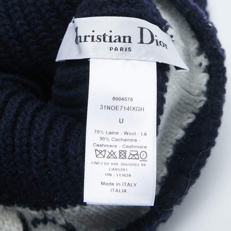 Pre Owned Dior Navy Blue Wool Cashmere Beanie