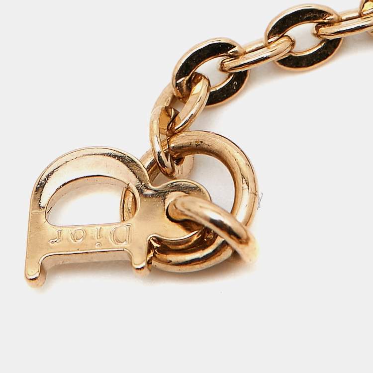 Pre Owned Dior Crystals Beads Gold Tone Necklace