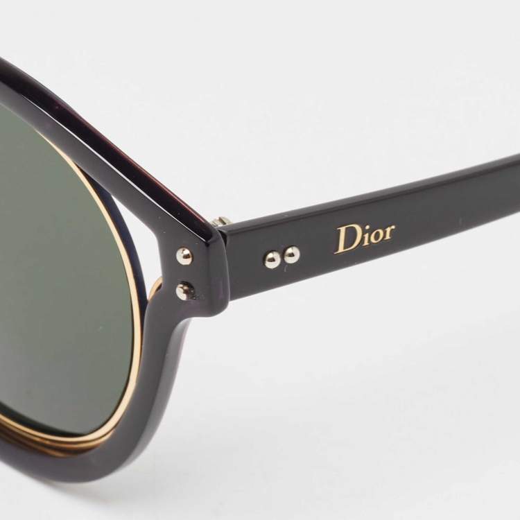 Pre Owned Dior Black/Gold Elliptic Oval Sunglasses