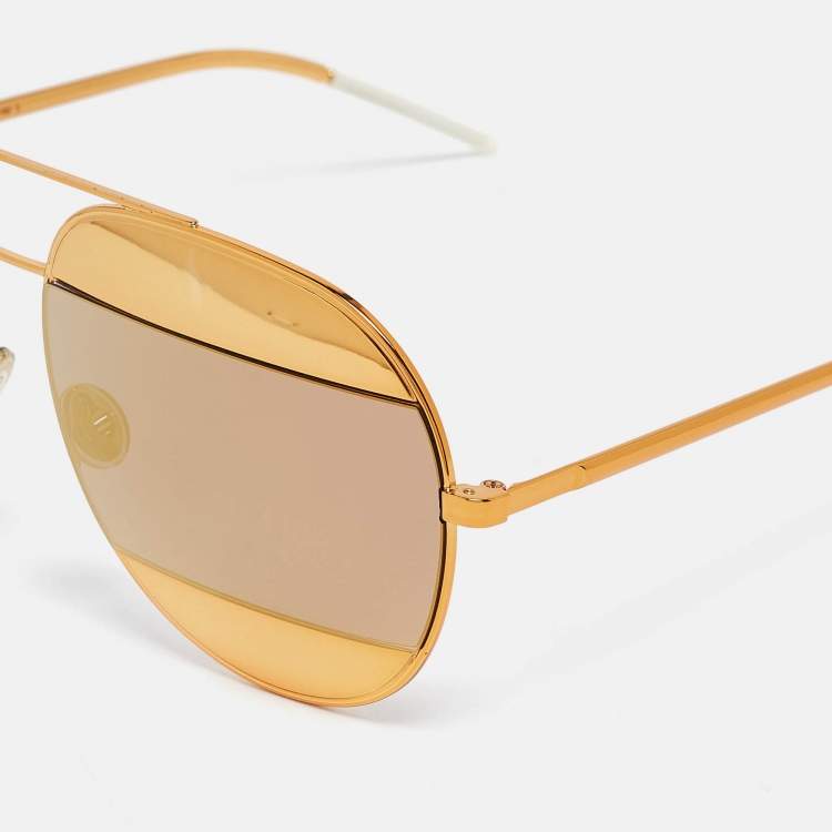 Pre Owned Dior Gold Dior Split1 Aviator Sunglasses