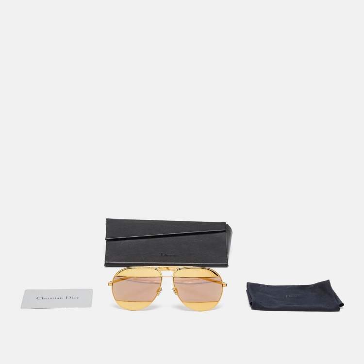 Pre Owned Dior Gold Dior Split1 Aviator Sunglasses
