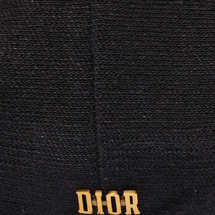 Pre Owned Dior Black Logo Detail Linen Beret Hat