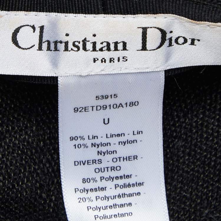 Pre Owned Dior Black Logo Detail Linen Beret Hat