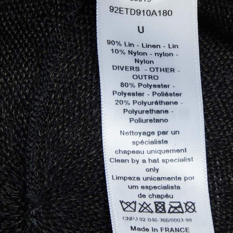 Pre Owned Dior Black Logo Detail Linen Beret Hat