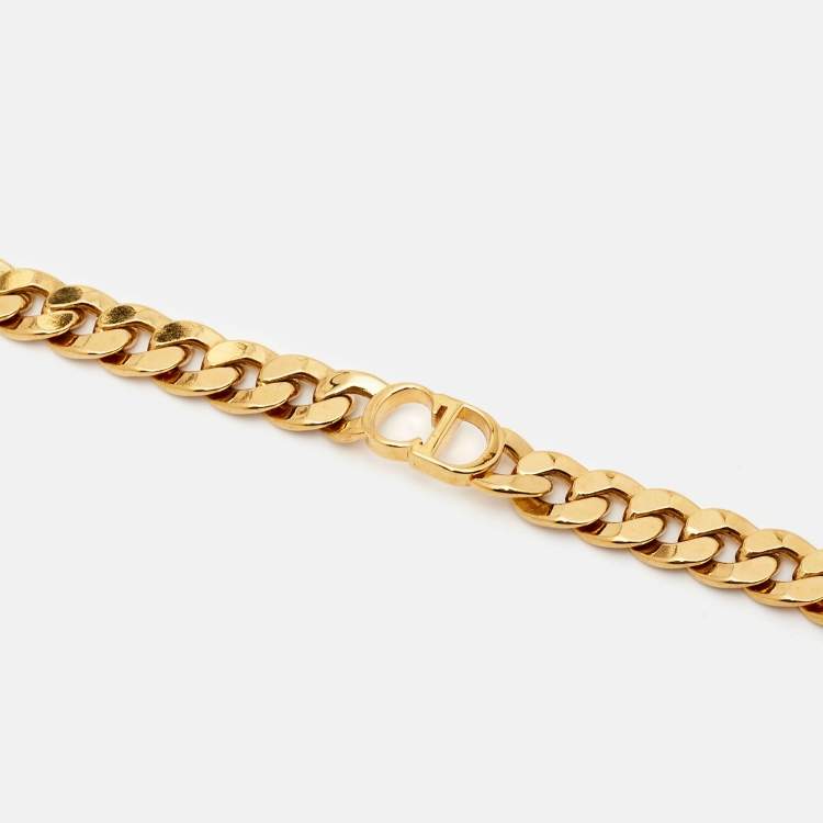 Pre Owned Dior CD Danseuse Etoile Gold Tone Choker Necklace