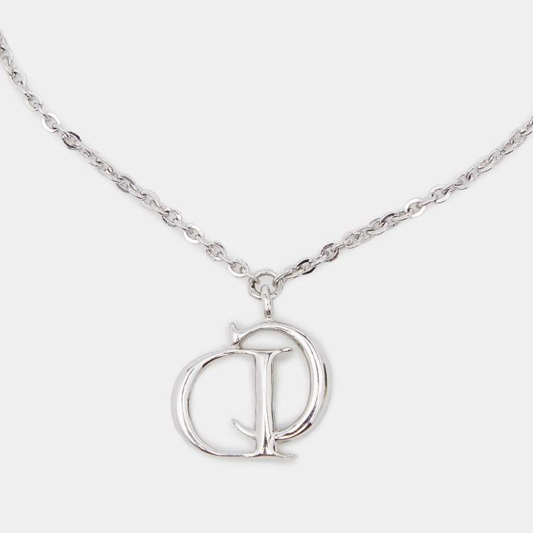 Pre Owned Dior CD Crystals Silver Tone Charm Bracelet