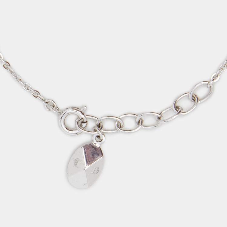 Pre Owned Dior CD Crystals Silver Tone Charm Bracelet