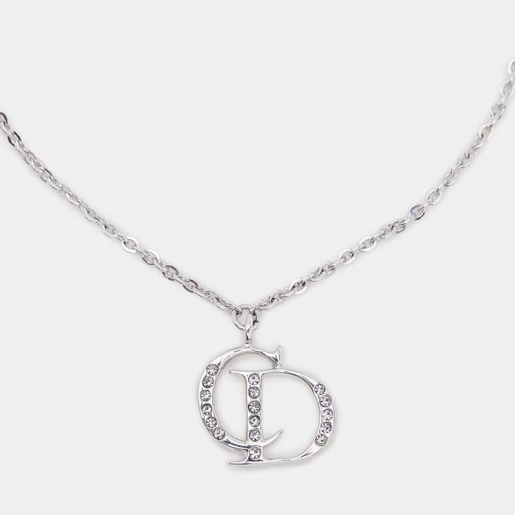 Pre Owned Dior CD Crystals Silver Tone Charm Bracelet