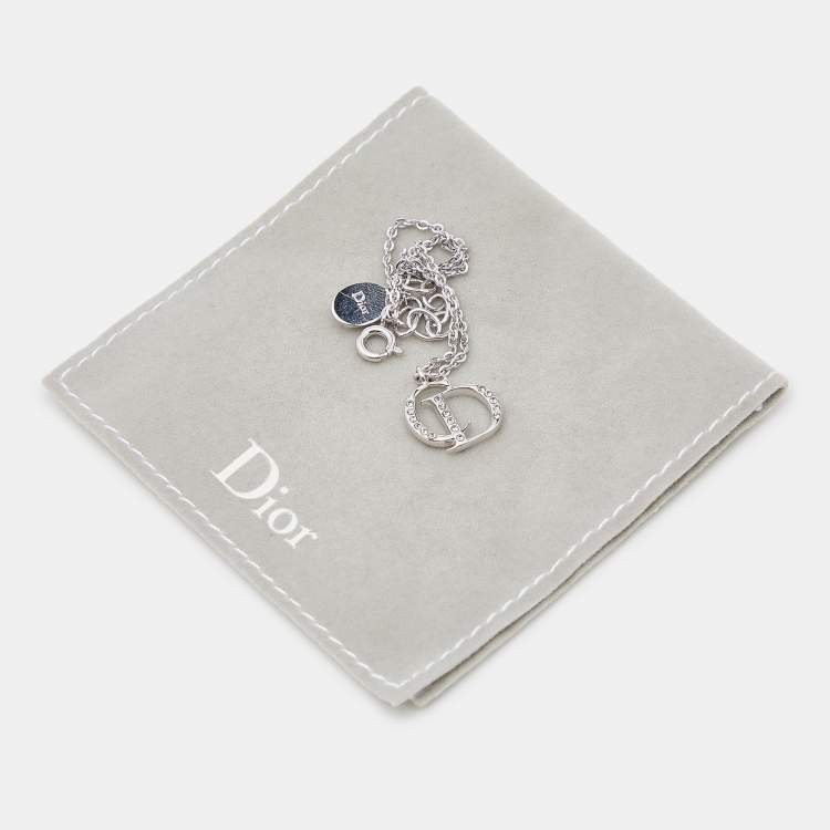 Pre Owned Dior CD Crystals Silver Tone Charm Bracelet