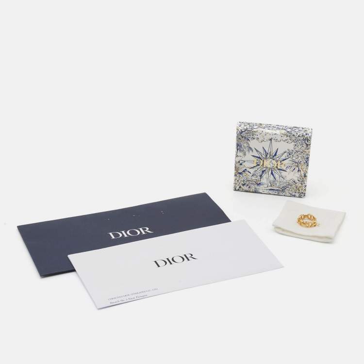 Pre Owned Dior CD Navy Gold Tone Ring Size 51