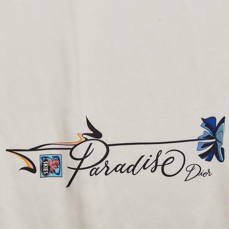 Pre Owned Dior Off -White Silk Paradise Dior Scarf 