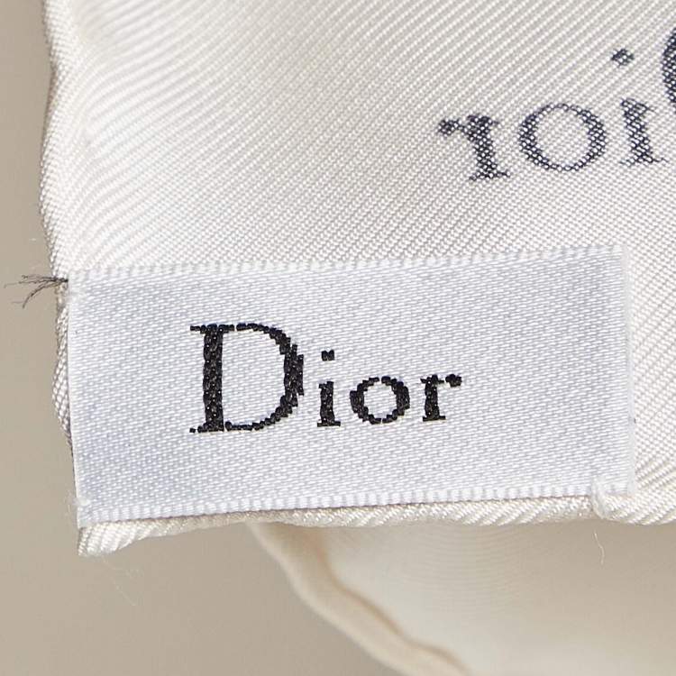 Pre Owned Dior Off -White Silk Paradise Dior Scarf 