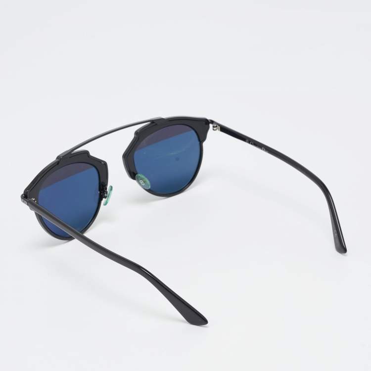 Pre Owned Dior Black/Blue Mirror So Real Aviators Sunglasses