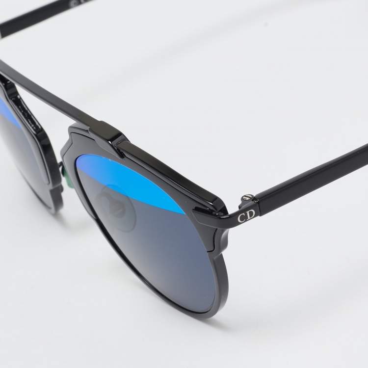 Pre Owned Dior Black/Blue Mirror So Real Aviators Sunglasses