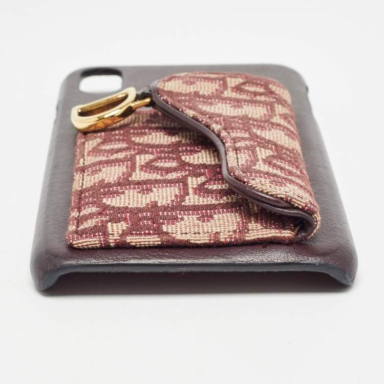 Pre Owned Dior Burgundy Oblique Canvas and Leather iPhone XS Max Case