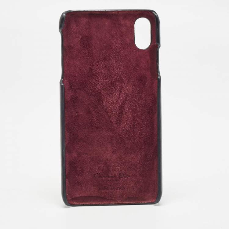 Pre Owned Dior Burgundy Oblique Canvas and Leather iPhone XS Max Case