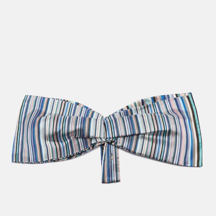 Pre Owned Dior Multicolor Striped Silk Detachable Bow One Size