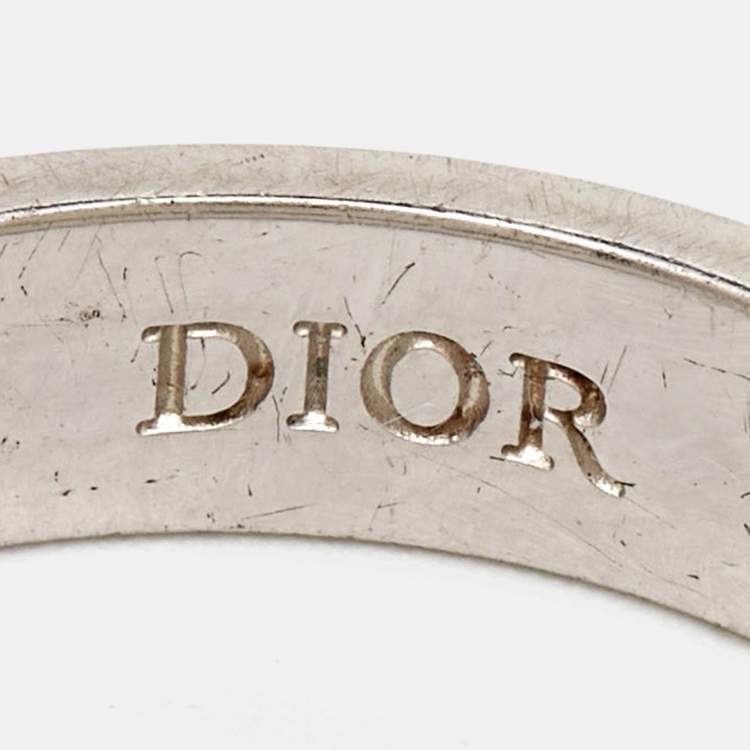 مملوكة مسبقًا Dior CD Diamond Sterling Silver Ring Size 58