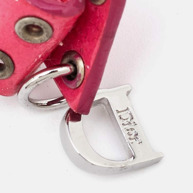Pre Owned Dior Pink Bow Patent Leather Drop Earrings