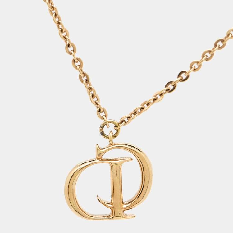 Pre Owned Dior CD Crystal Charm Gold Tone Bracelet