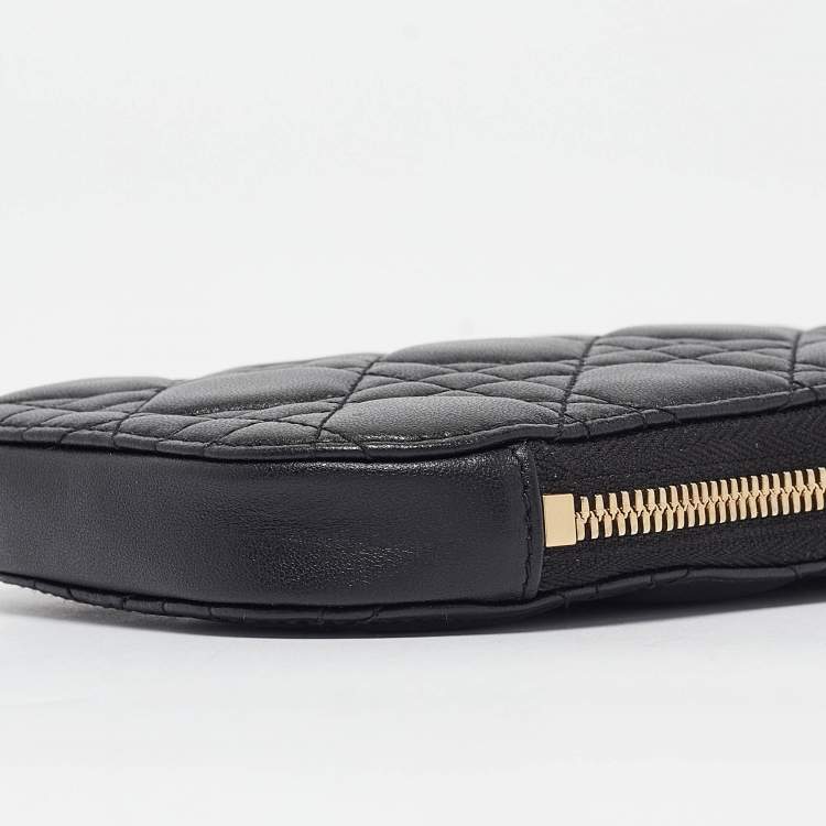 Pre Owned Dior Black Cannage Leather Lady Dior Call'in Dior Phone Holder with Chain