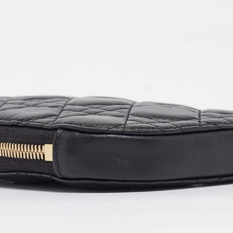 Pre Owned Dior Black Cannage Leather Lady Dior Call'in Dior Phone Holder with Chain