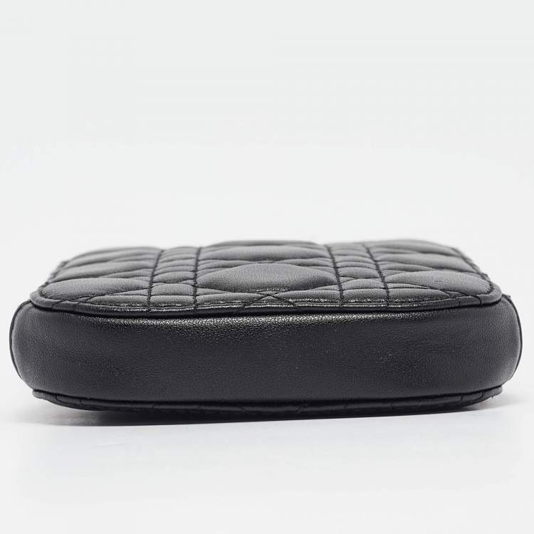 Pre Owned Dior Black Cannage Leather Lady Dior Call'in Dior Phone Holder with Chain