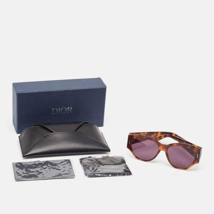 Pre Owned Dior Brown Tortoise Ladydiorstuds2 Cat Eye Sunglasses