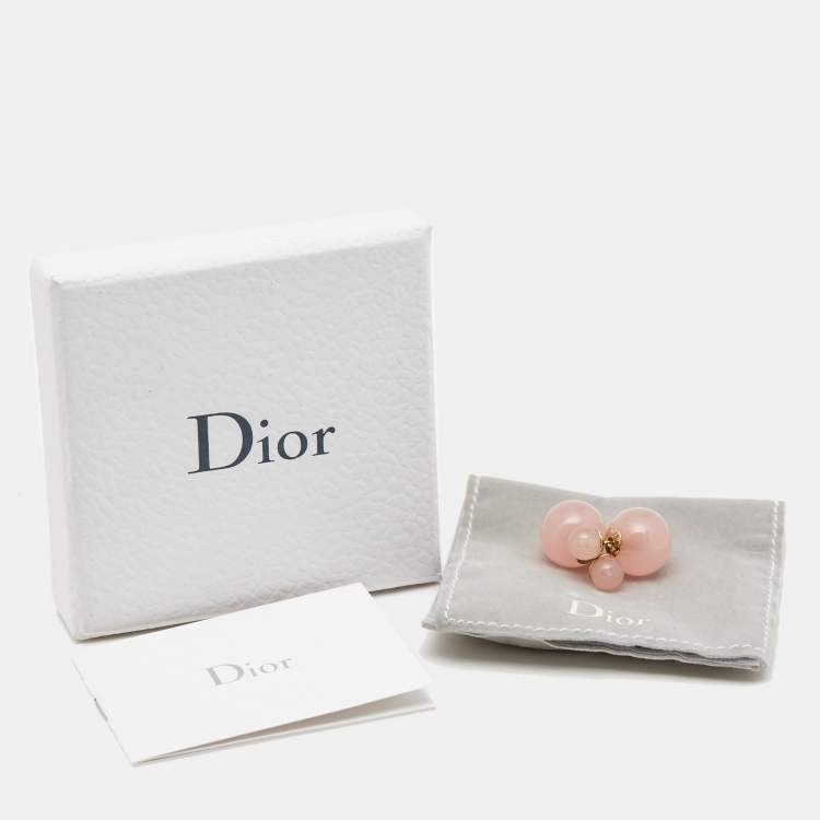 Pre Owned Dior Tribales Pink Resin Gold Tone Stud Earrings