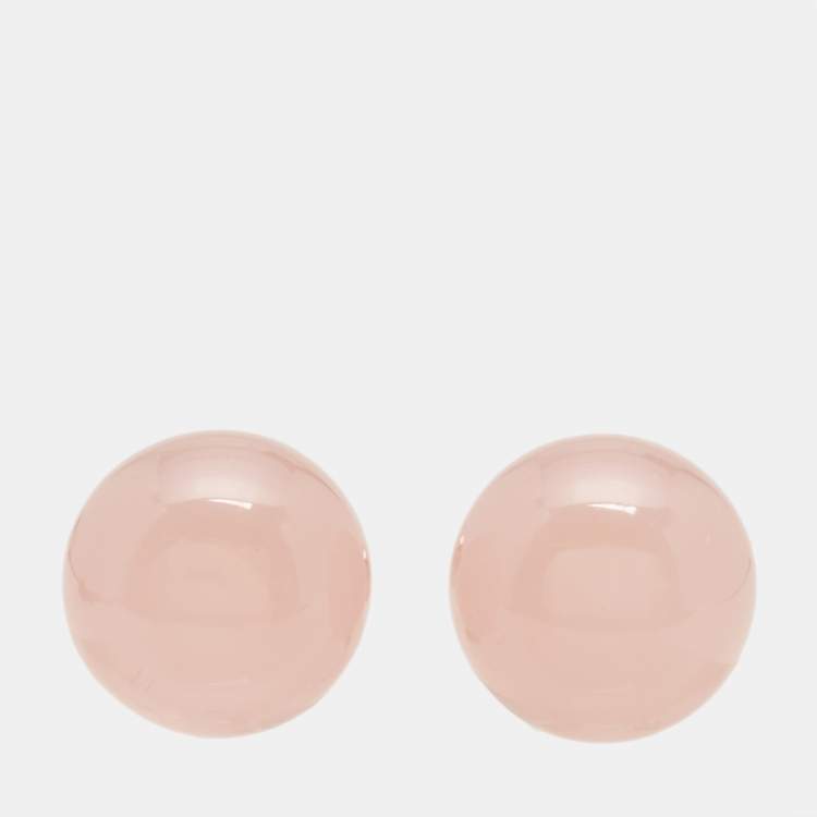 Pre Owned Dior Tribales Pink Resin Gold Tone Stud Earrings