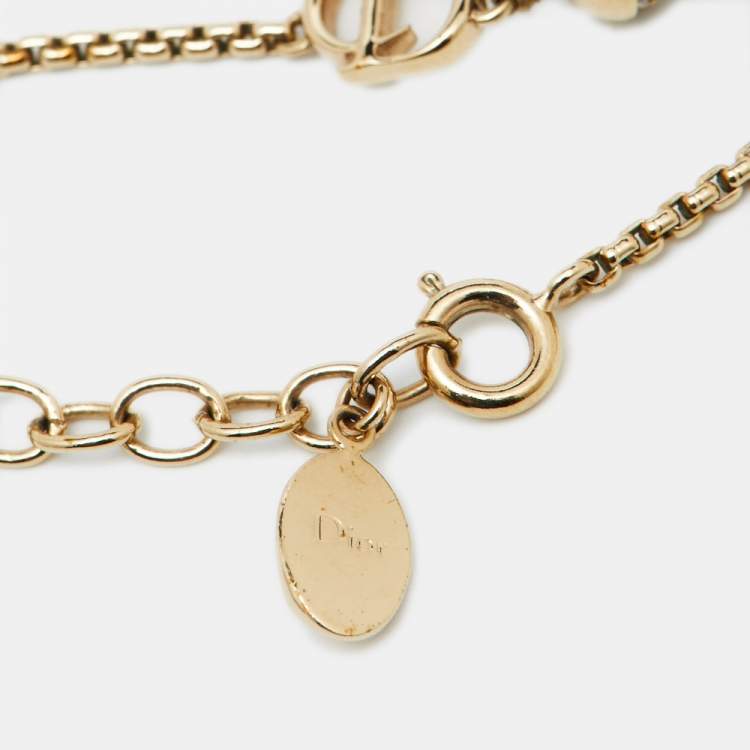 مملوكة مسبقًا Dior Crystal Mise En Dior Gold Tone Bracelet