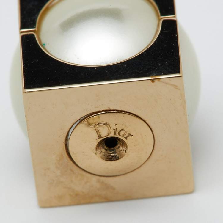 Pre Owned Dior Mise en Dior Faux Pearl Cube Earrings