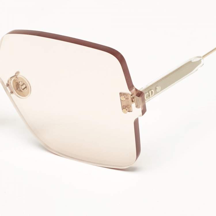 Pre Owned Dior Light Beige/Gold DiorColorQuake1Rimless Sunglasses
