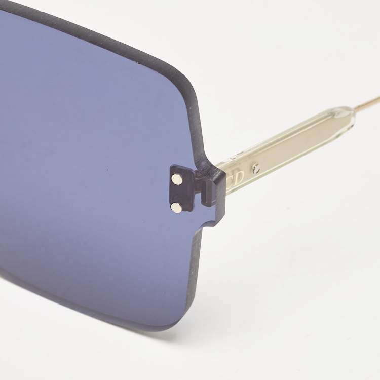Pre Owned Dior Blue/Gold DiorColorQuake1Rimless Shield Sunglasses