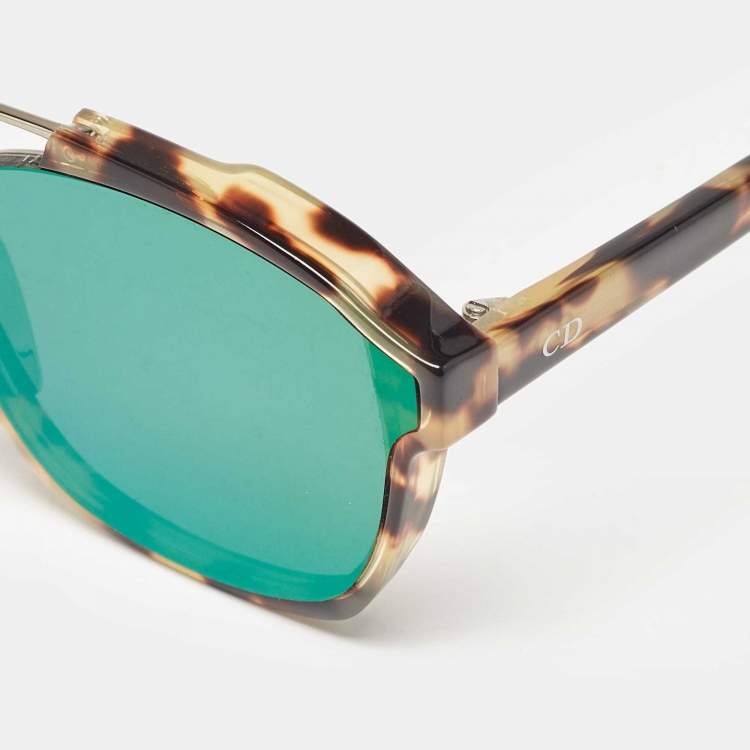 Pre Owned Dior Tortoise/Green Abstract Mirror Aviators Sunglasses 