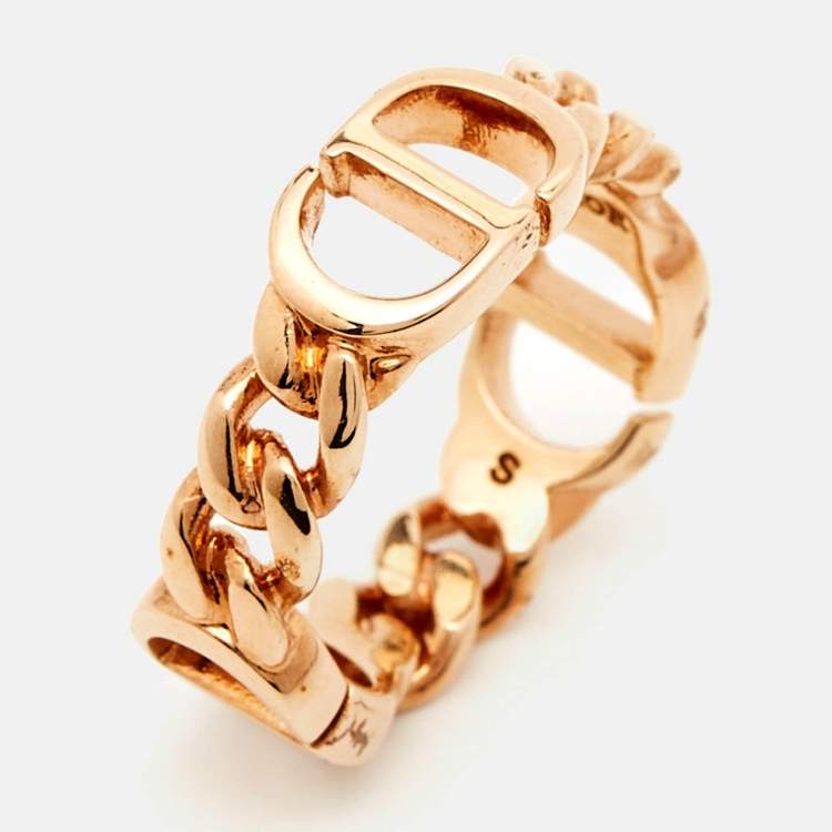 Pre Owned Dior CD Petit Gold Tone Ring Size 52