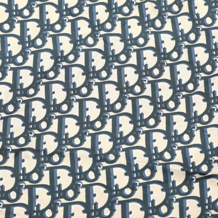 Pre Owned Dior Navy Blue Oblique Print Silk Square Scarf