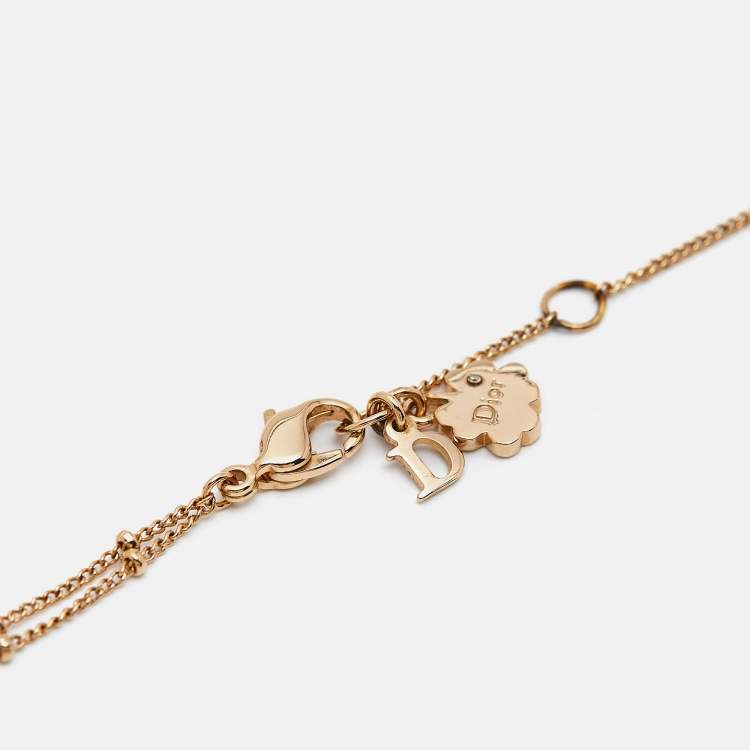 Pre Owned Dior Crystal Heart  Gold Tone Pendant Necklace