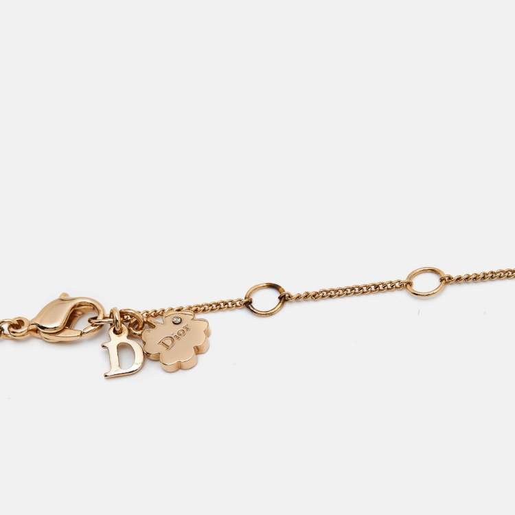 Pre Owned Dior Crystal Heart  Gold Tone Pendant Necklace