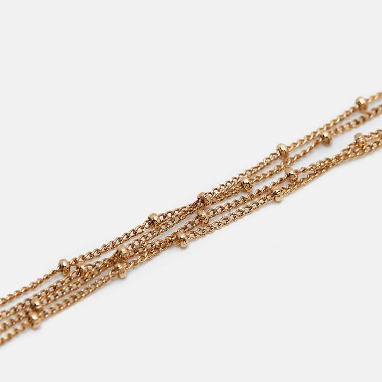 Pre Owned Dior Crystal Heart  Gold Tone Pendant Necklace