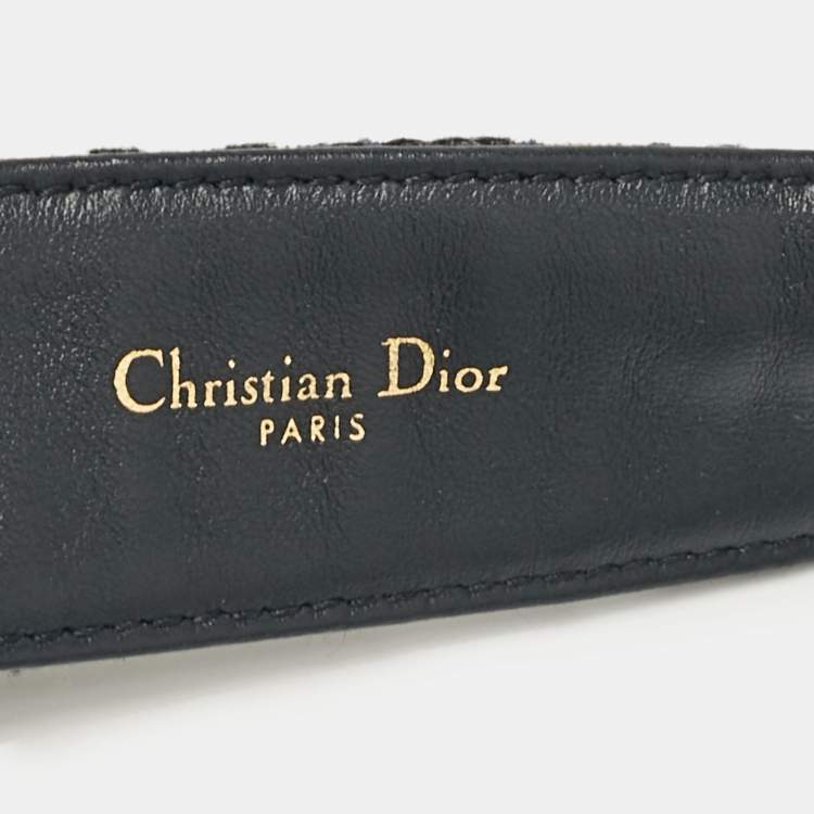 Pre Owned Dior Navy Blue Oblique Canvas 30 Montaigne Buckle Belt 75 CM