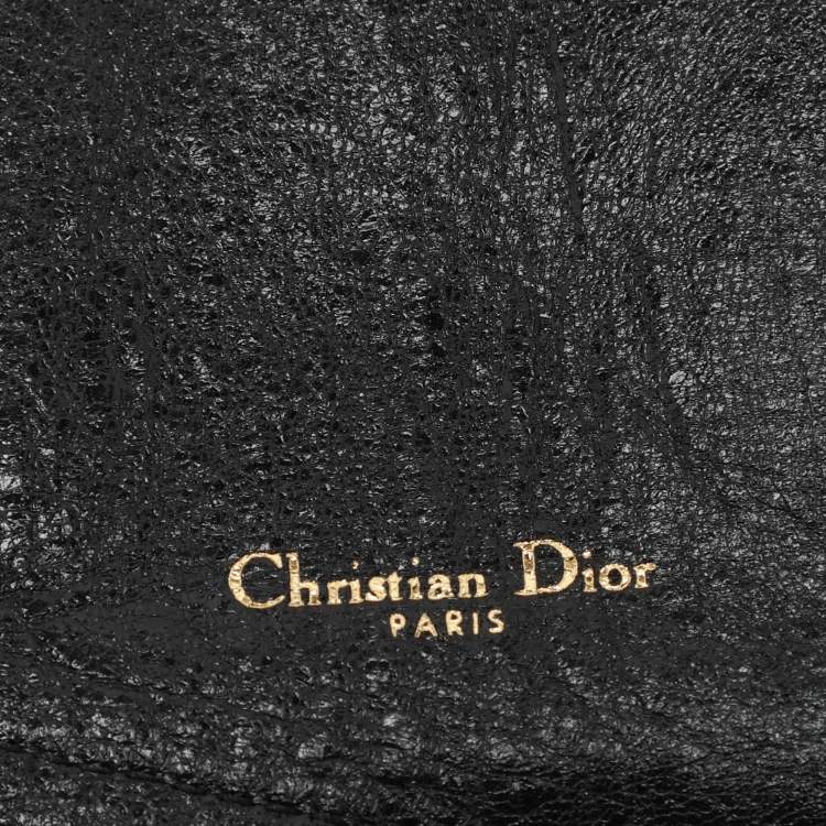 Pre Owned Dior Black Crinkled Leather and Elastic Saddle Belt 90 CM