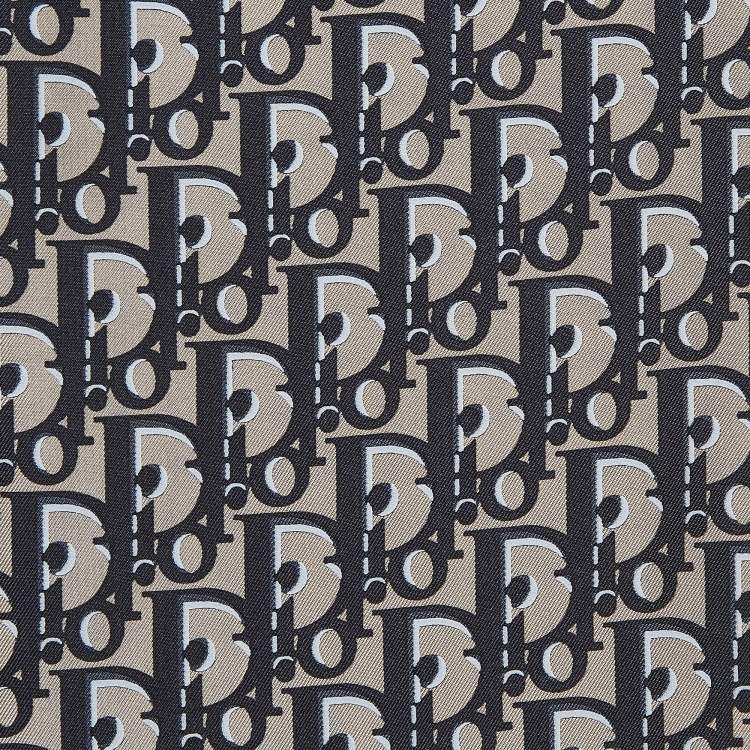 Pre Owned Dior Navy Blue Oblique Print Silk Stole 