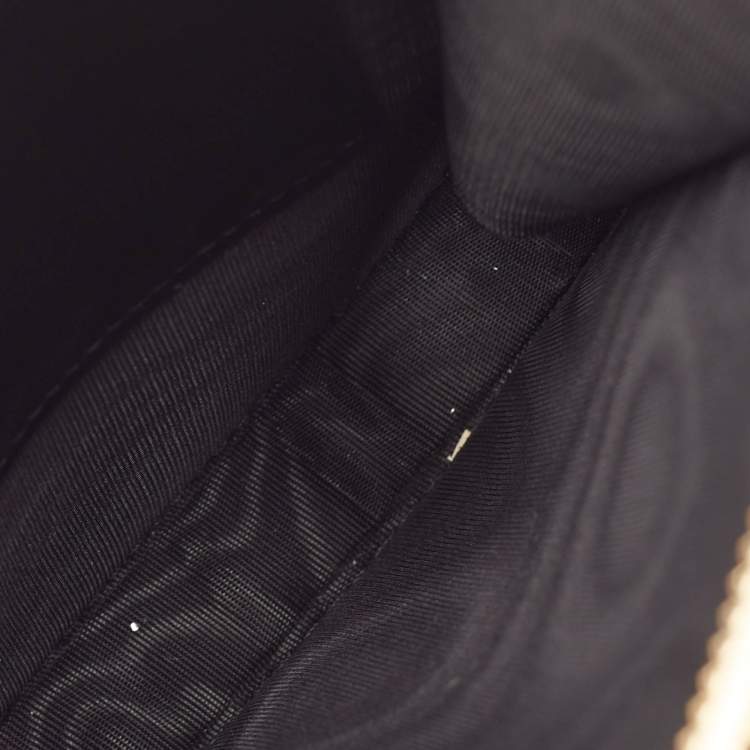 Pre Owned Dior Black Cannage Patent Leather Call'in Chain Phone Holder 