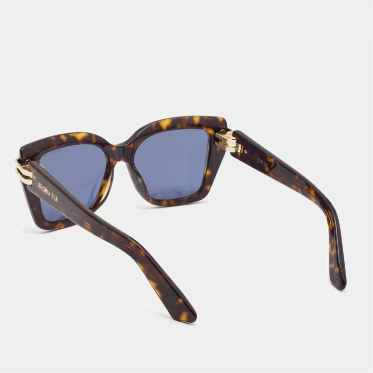 مملوكة مسبقًا Dior Havana/ Blue CDior S1I Square Sunglasses