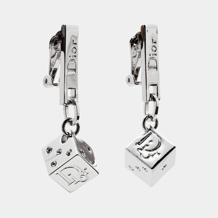 مملوكة مسبقًا Dior Dice Crystals Silver Tone Earrings